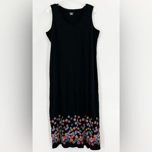 Avenue Body Black Floral V-Neck Knit Tank Maxi Dress 18/20